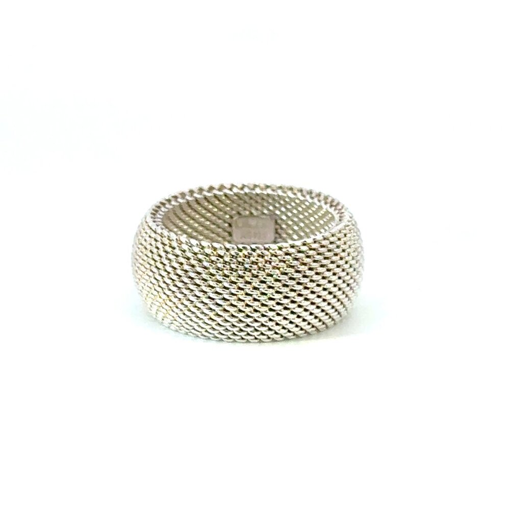 Tiffany & Co. Sterling Silver Somerset Fine Mesh Dome Ring Size 4-4.5